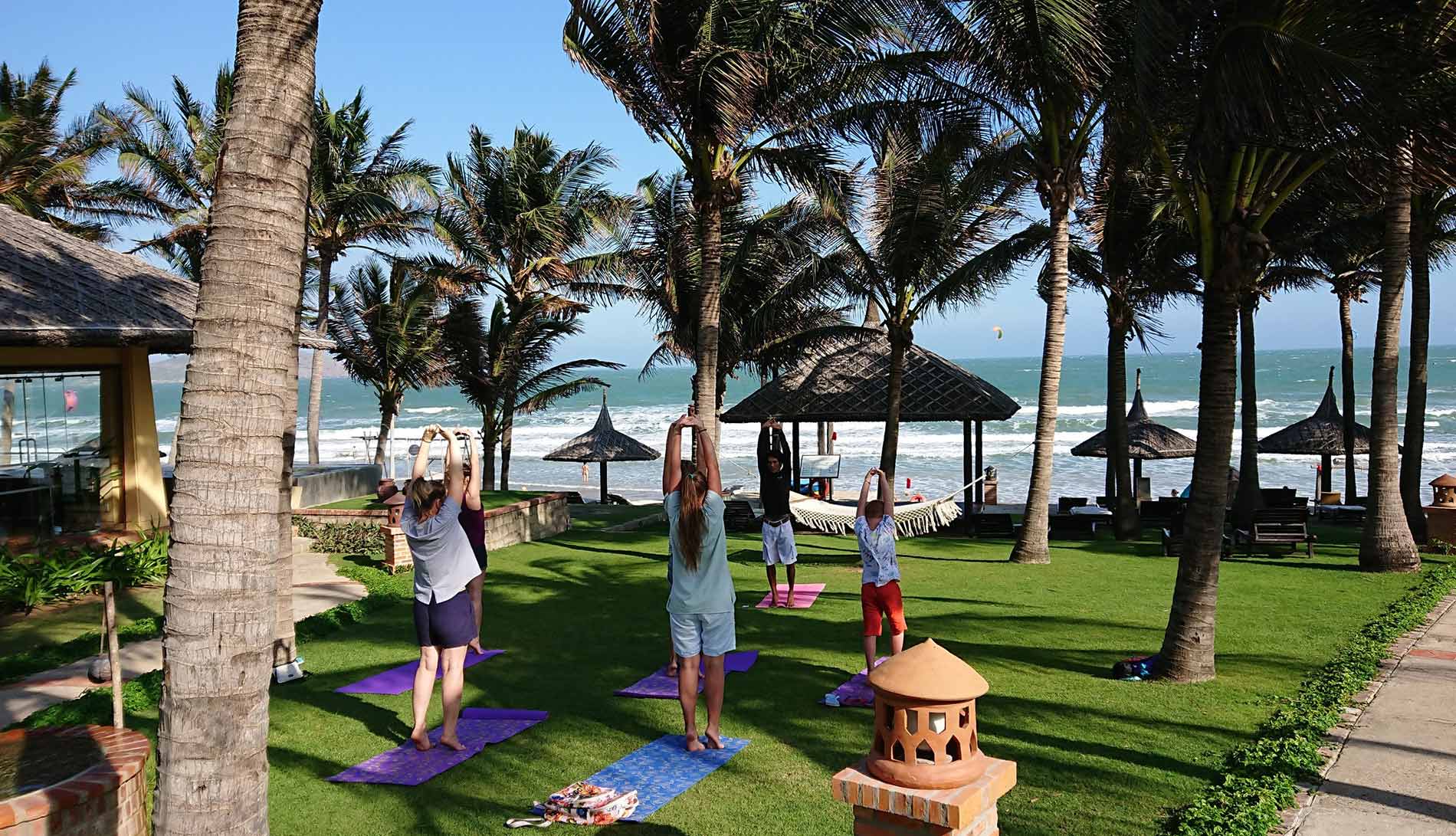 yoga at the beach Pandanus resort