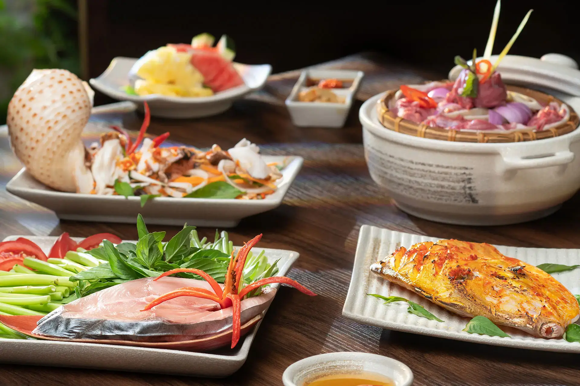 Taste of the Pandanus. Tuyển chọn tinh hoa ẩm thực Chăm và Việt, mang đậm dấu ấn riêng của Pandanus Resort. A curated selection of Cham and Vietnamese specialities, unique to the Pandanus Resort