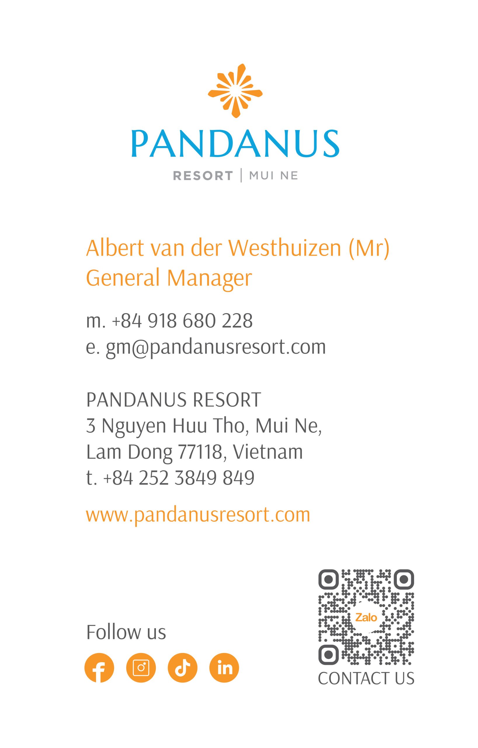 Albert van der Westhuizen - General Manager